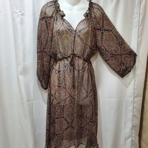 ELLA MOSS 100% silk sheer boho dress, XS